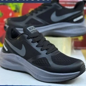 Men's Black Mesh Running Sneakers | Lightweight Cushioned Athletic Shoes with Grey Sole | Affordable Gym & Street Sports Shoes