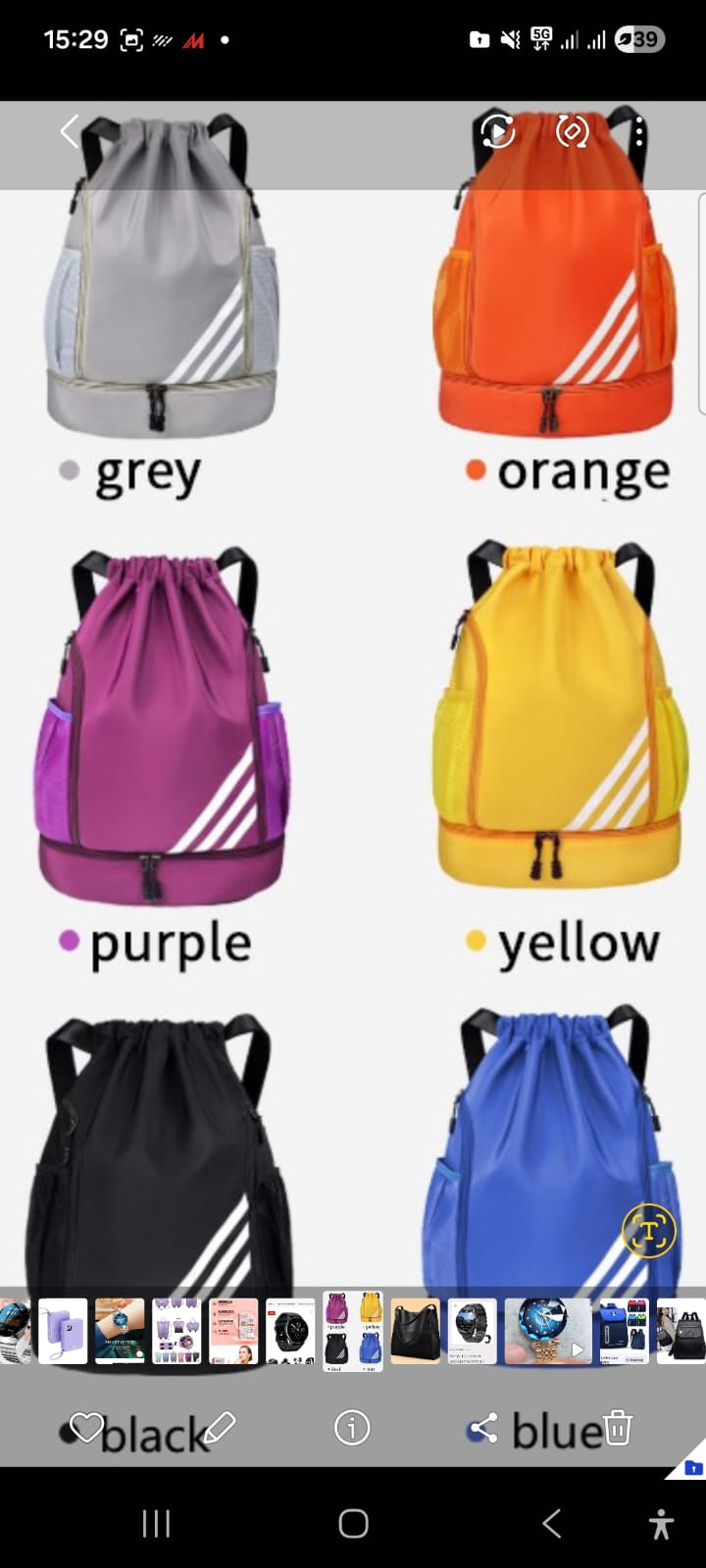 Drawstring Backpack with Wet & Dry Compartment Separation | Sports Gym Bag with Shoe Compartment